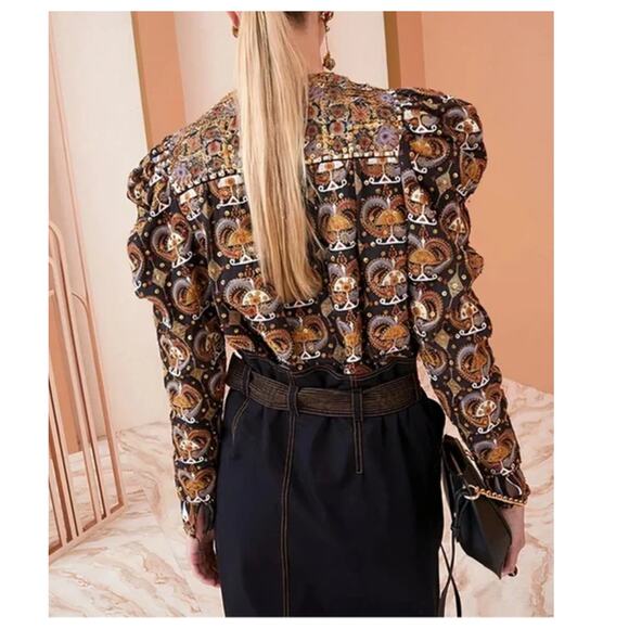 ULLA JOHNSON Alisha Embellished Linen And Cotton-blend Blouse Size 4 - Picture 2 of 12